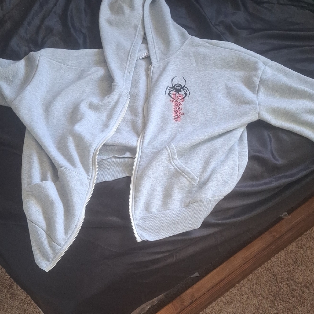 Gray Kids Hoodie with Embroidered Design